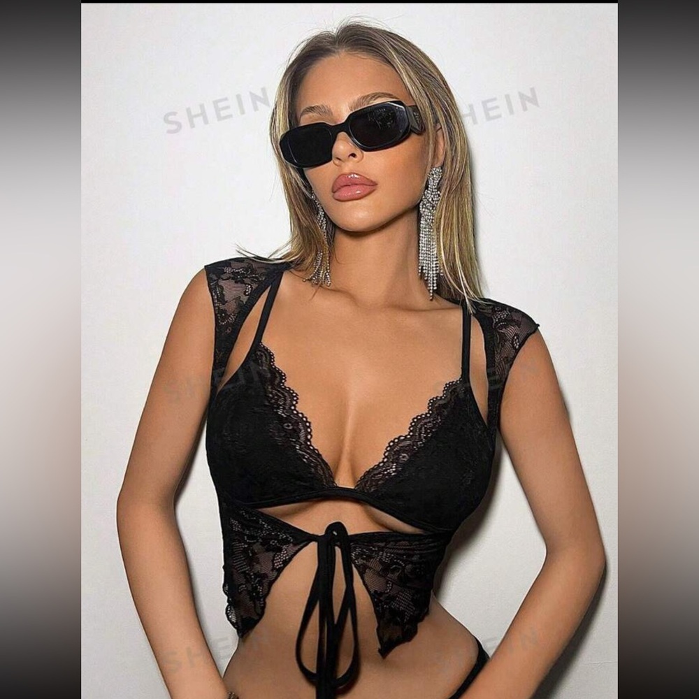 Black lace going out top